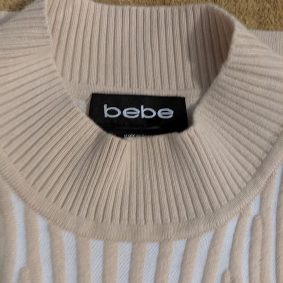 Bebe Striped Ribbed Sweater Turtle Neck - Picture 2 of 6
